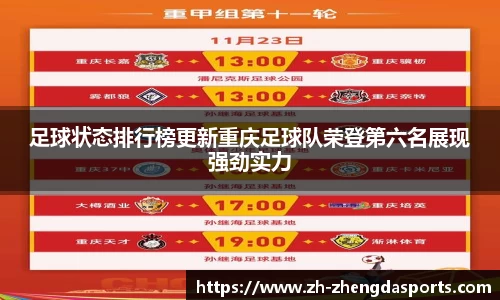 足球状态排行榜更新重庆足球队荣登第六名展现强劲实力